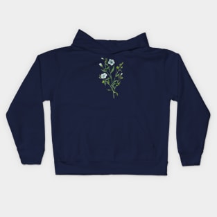 Blooming Blue Flax Plant Vintage Botanical Illustration Kids Hoodie